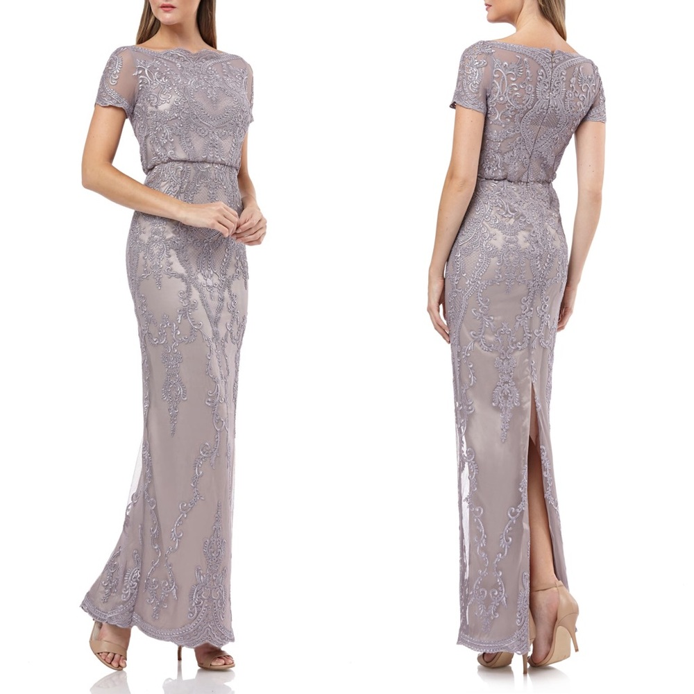 JS Collections Scallop Embroidered Blouson Dress